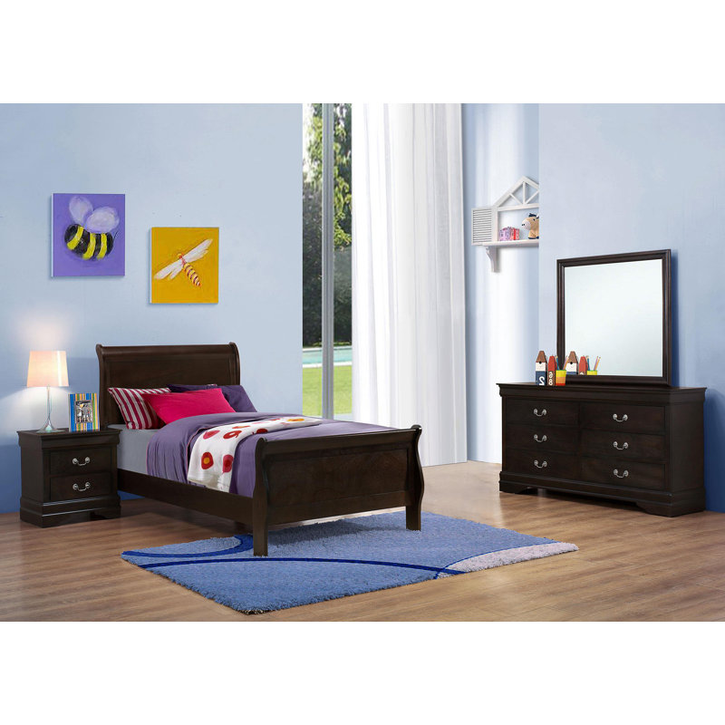 Ensemble de chambre à coucher 4 pièces 4 pièces, Simple, Brun