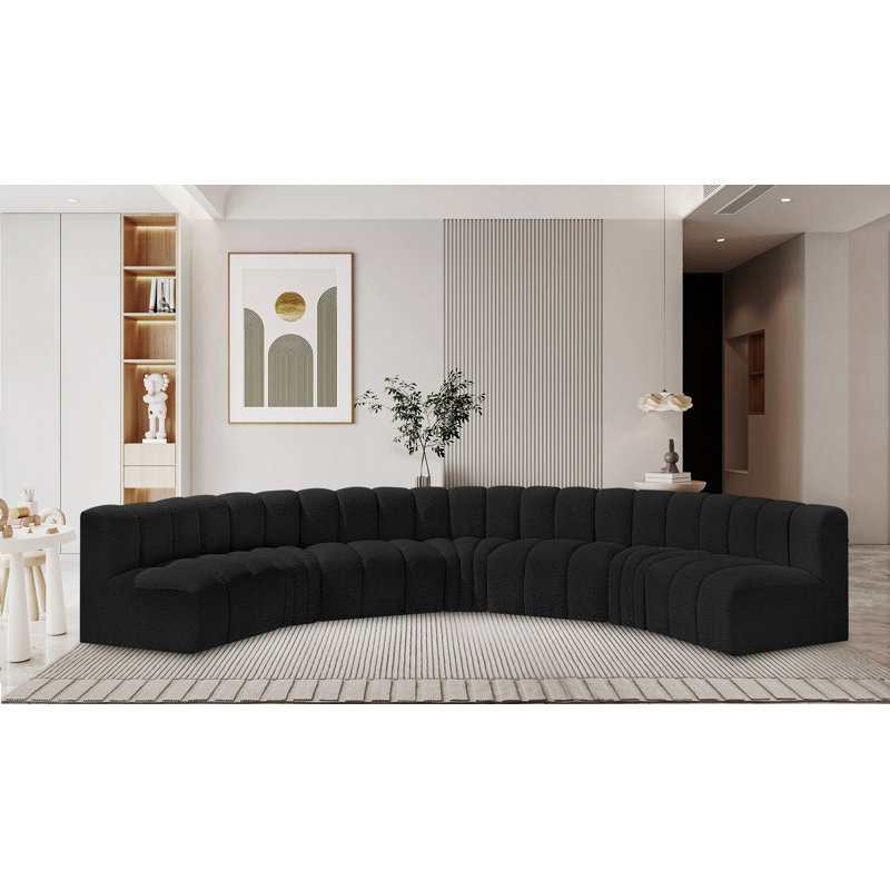 Canapé et chaise rembourrés Hisa, Tissu bouclé noir