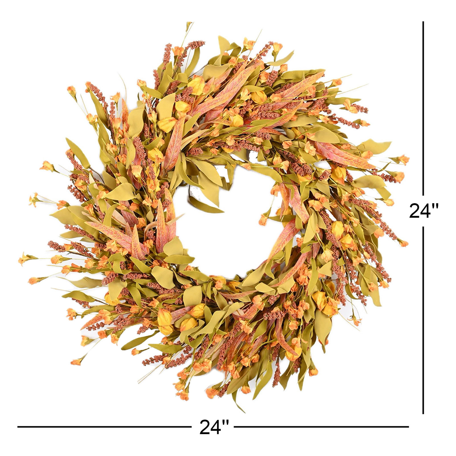 24" Handcrafted Foliage, Berry Thanksgiving Wreath