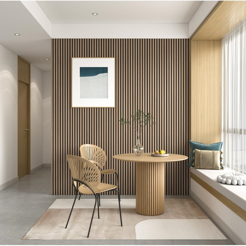 Acoustic Wood Wall Panels, 2 Pack 94.5" x 12.6" Soundproof Wall Panels, Wood Slat Wall Panels for Interior Wall Decor, Walnut