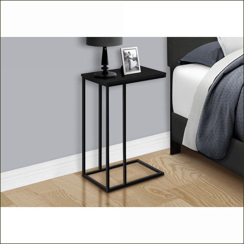 Stratifié noir & amp; Table basse en métal en forme de C - Conception moderne peu encombrante pour le salon, la chambre à coucher