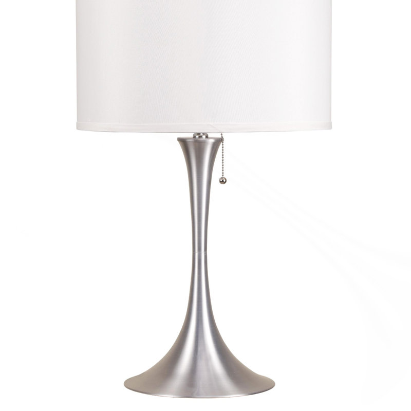 Lampe de table rétro en métal de 68,5 cm avec abat-jour cylindrique en lin blanc, lampe de lecture classique pour salon, chambre, bureau, culot E26 (100 W max.)