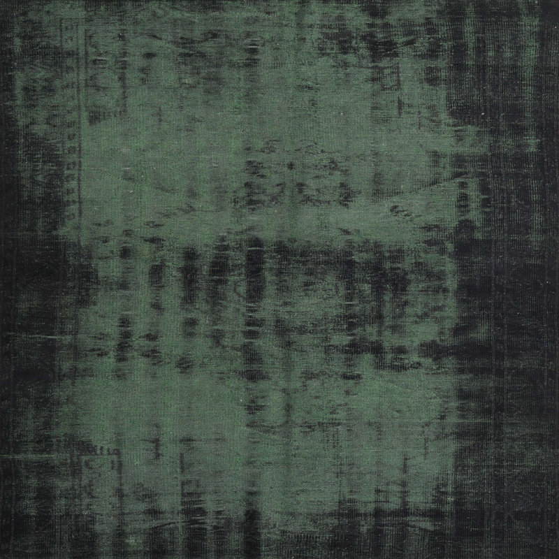 Tapis noir / vert en laine Abstract, Carré 5 pi