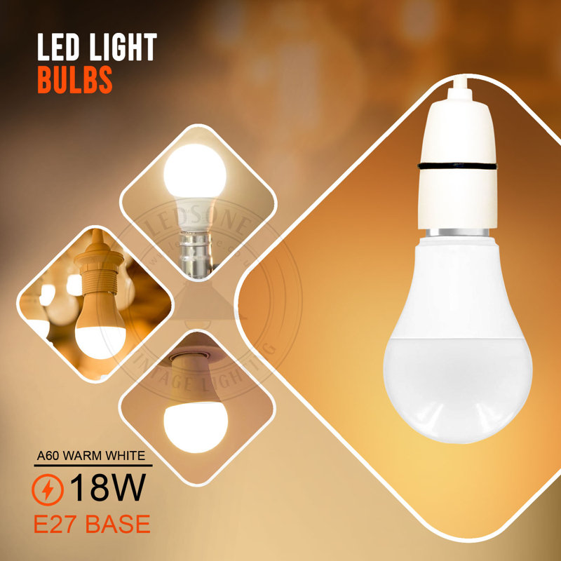 E27 LED Vintage Edison Globe Light Bulb, 18W