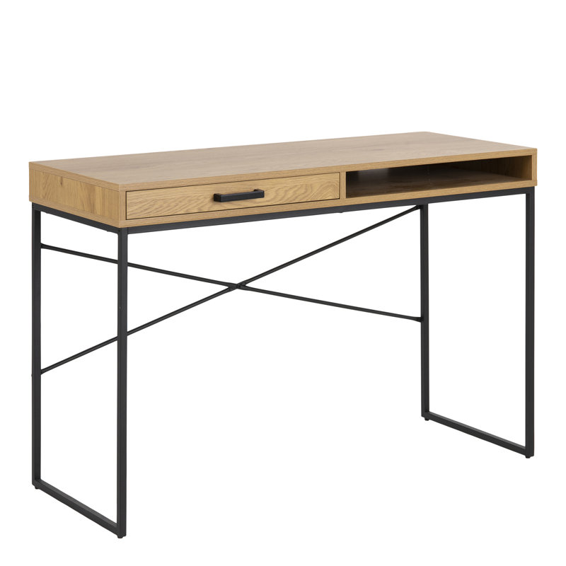 Adrista Metal Base Writing Desk, Oak