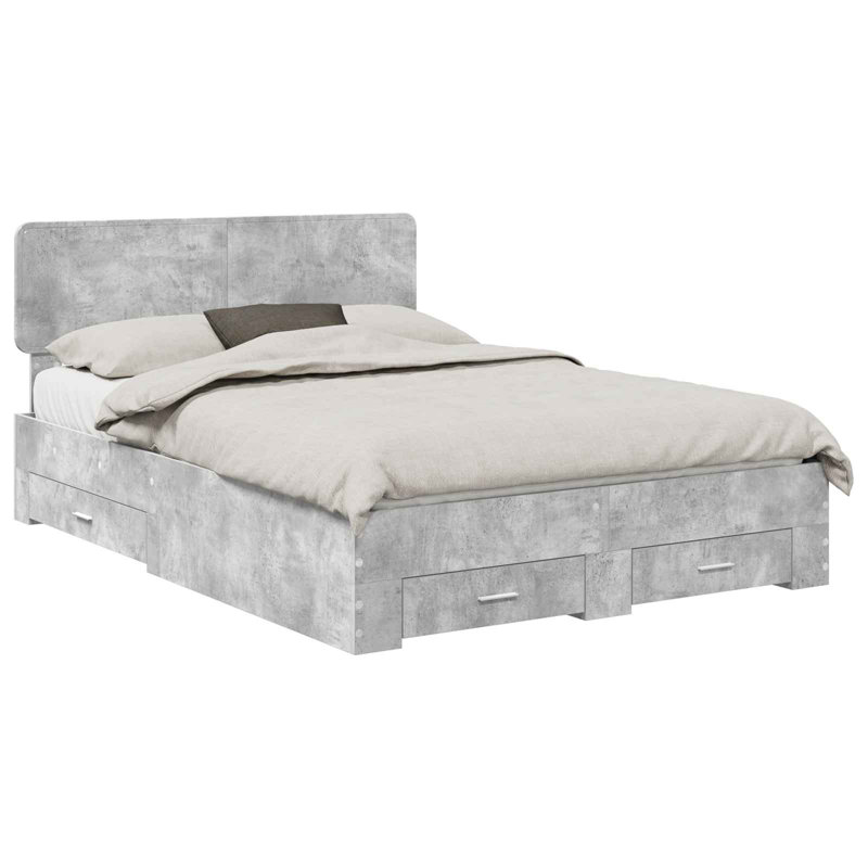 Bed Frame, European Kingsize (160 x 200 cm), Concrete Grey