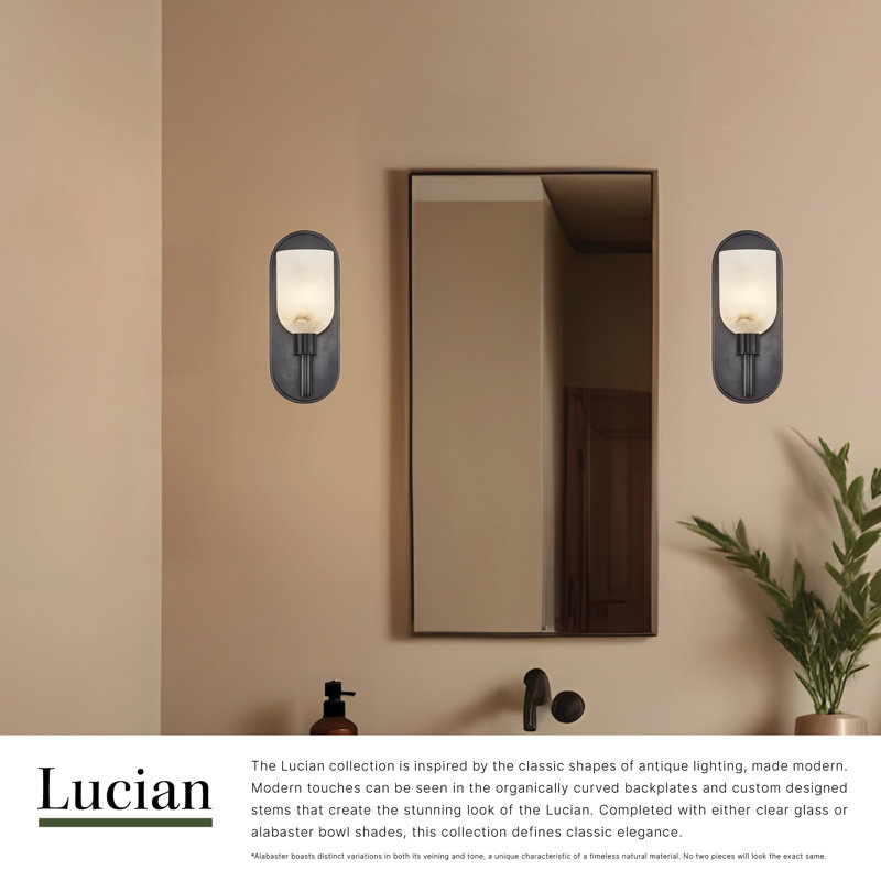 Lucian 1 - Light Bath Sconce, Clear Crystal/Polished Nickel