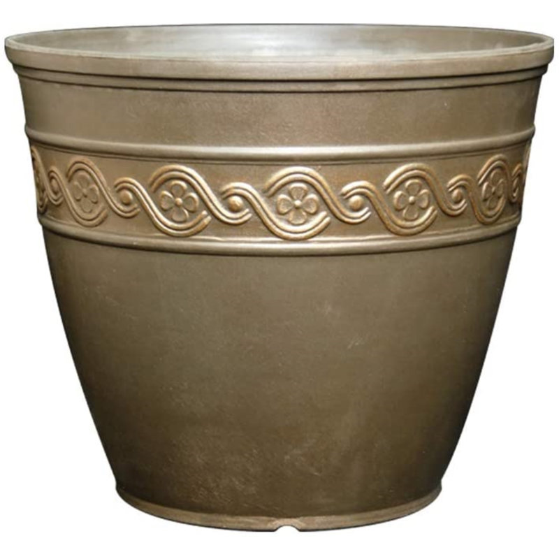 Milahn Resin Round Pot Planter, 8.5" H x 10" W x 10" D, Bronze