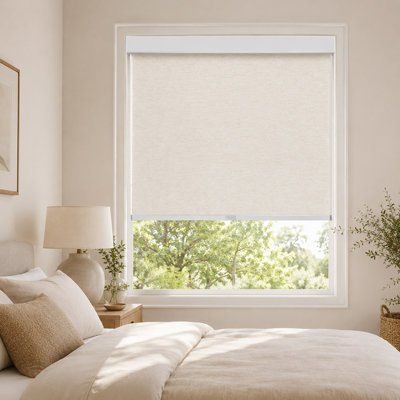 Rideau roulant tissé naturel sans cordon 70 po x 72 po, filtrant la lumière