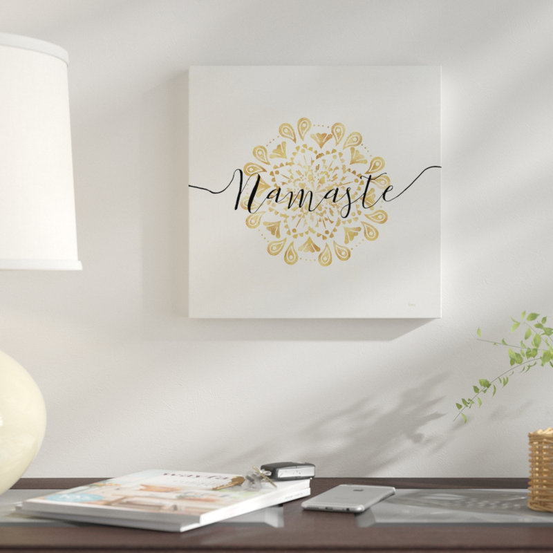 «Namaste I», art textuel sur toile tendue, H 12 po x l 12 po x P 0,75 po, Toile tendue, Pas de tapis