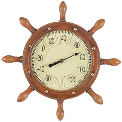 Pauley 'Old Captains Wheel Thermometer' Print By RAM Game Room