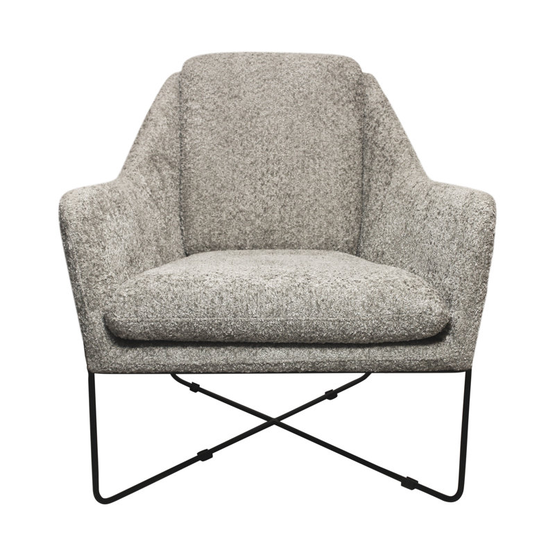Recie Lounge Chair With Toughened Iron Frame, Gray Linen
