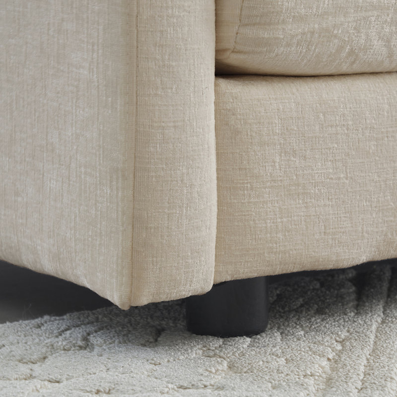 Chaises d'appoint hautes en chenille (2), beige, structure en bois, coussins moelleux pour un salon relaxant (paire), structure en bois massif, sièges latéraux confortables avec coussin