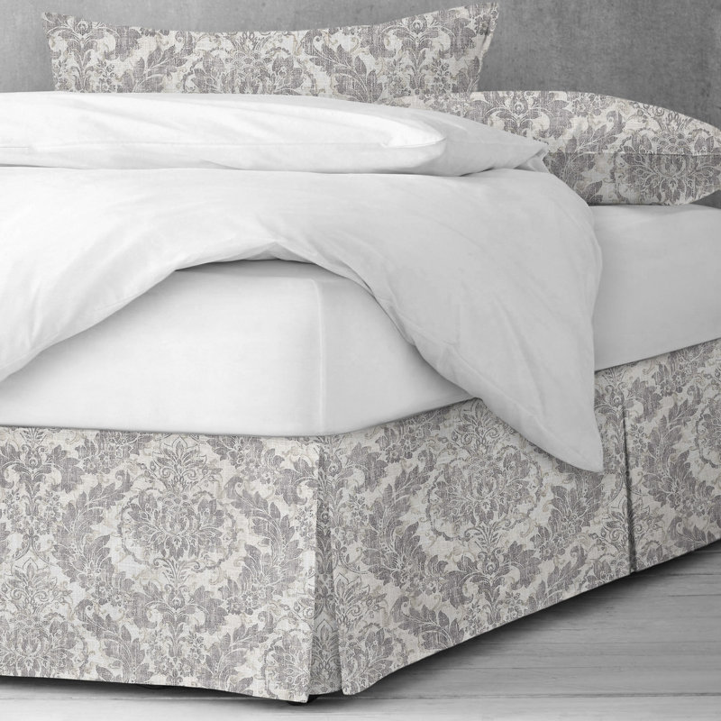 Bordeau Linen Bed Skirt, King, 15", Mist