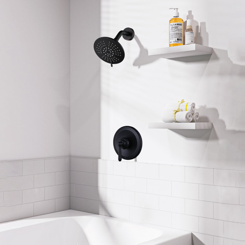 Single Handle 5-Spray Settings Shower Faucet With 6 In. High Pressure Rain Shower Head, Oil Rubbed Bronze