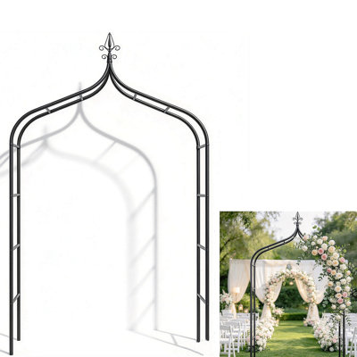 Arche de jardin pointue en métal antirouille 8,5 pi x 4,8 pi, tonnelle en acier pour plantes grimpantes, décorations de mariage