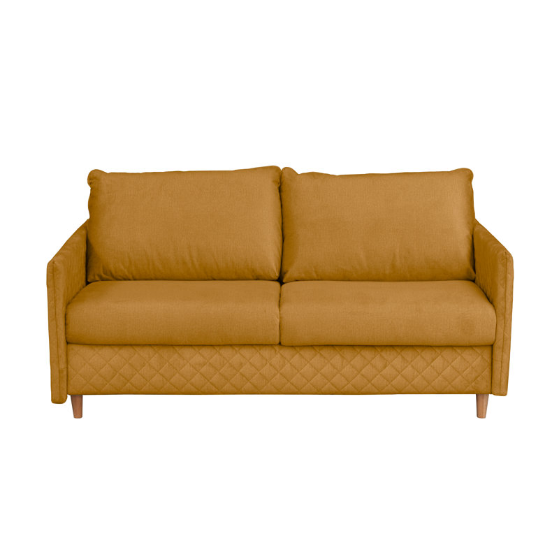 Melieck 2-Seat Velvet Sleeper Sofa with Mattress, Yellow