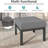Set Of 2 24" Aluminum Patio Ottomans With Dark Gray Cushions, All-Weather Footrests-1497403567