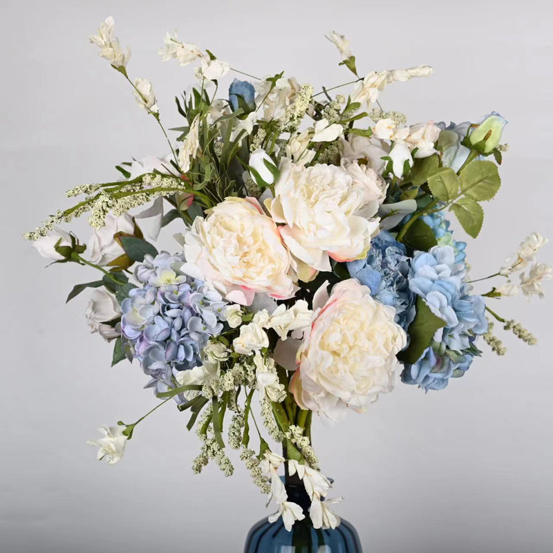Arrangement floral de baies de pivoines artificielles avec une longue tige, fausse fleur pour les centres de table de salle à manger