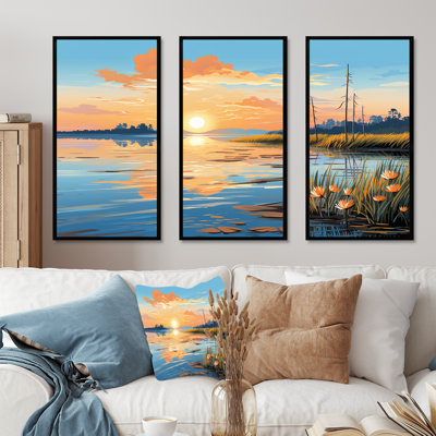 Coucher de soleil océan mosaïque - art mural Pop Art