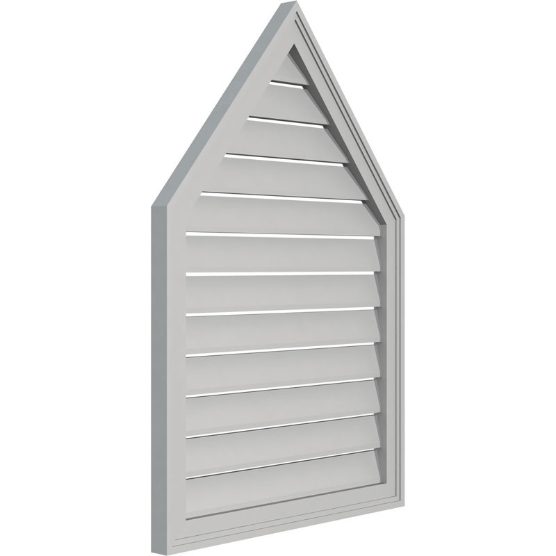 Peaked Top Surface Mount Signature Urethane Functional Gable Vent 14/12 Pitch, Primed Tan, 38" H x 26" W x 1.5" D