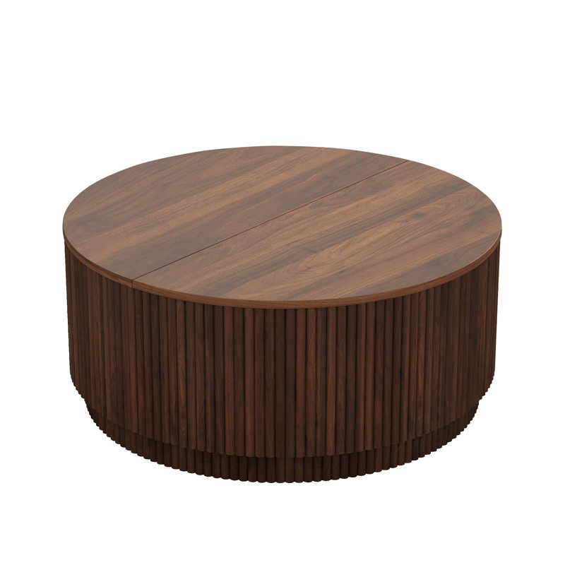 31.49" Round Storage Coffee Table, Walnut