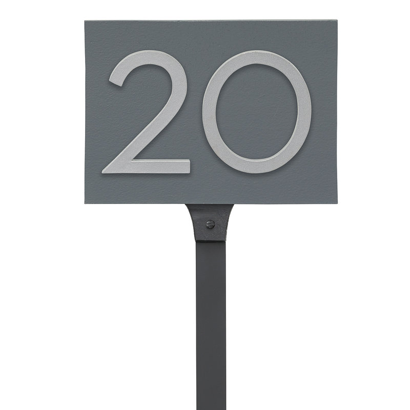 Panneau d'adresse flottant sur la pelouse sur 1 ligne, Argent, gris, Oui