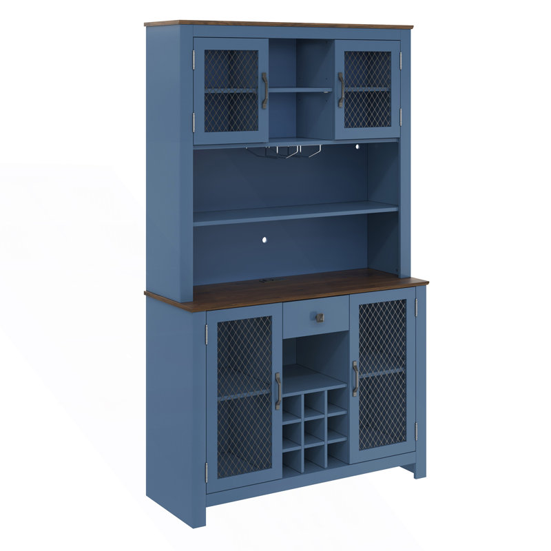 Kitchen Pantry Storage Cabinet, Rustic Buffet Cabinet, Navy Blue