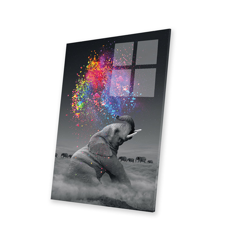 «Elephant - Color Explosion» par Soaring Anchor Designs - impression d'art graphique, H 32 po x l 24 po x P 0,25 po