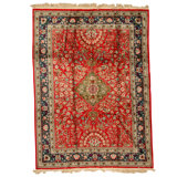 Hand Knotted Area Rug in Red And Blue
