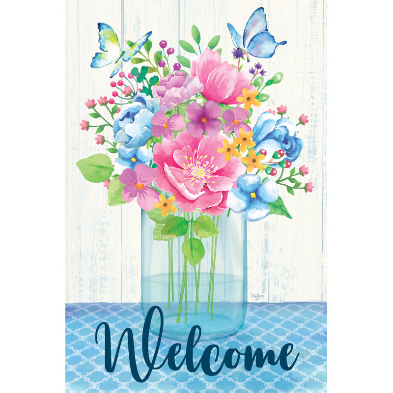 Welcome Spring Flowers, H 18 po x l 12 po, No, Toile tendue