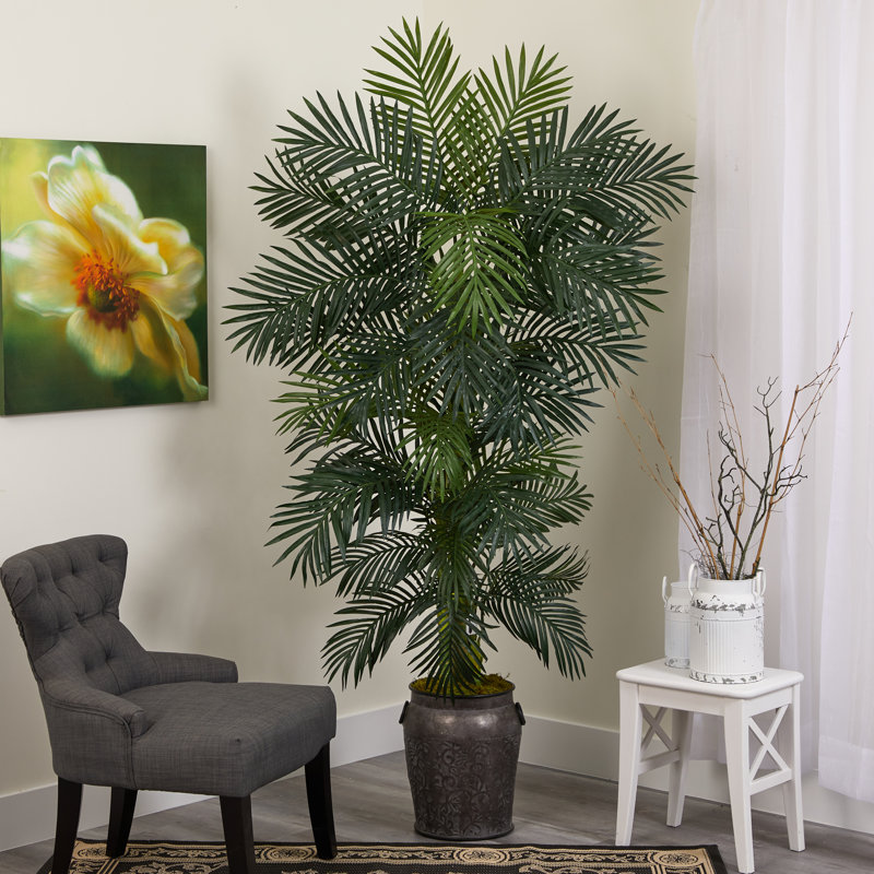 78'' Faux Palm Tree in Metal Planter
