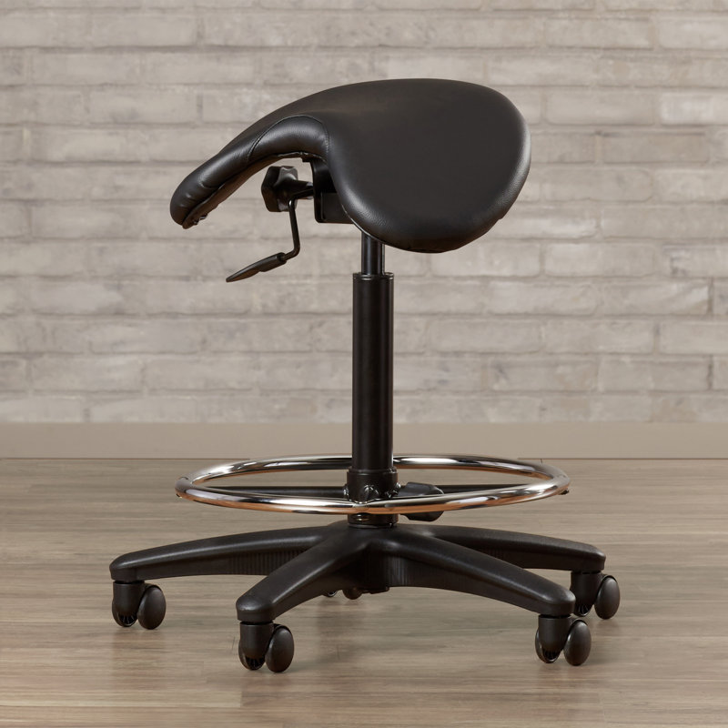 Bouley Adjustable Height Lab Stool with Footring Wheels