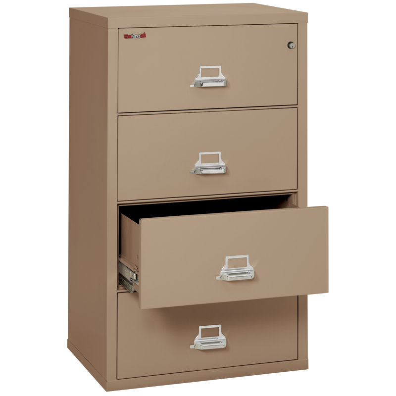 Fireproof 4 - Drawer File Cabinet, Taupe, Key Lock