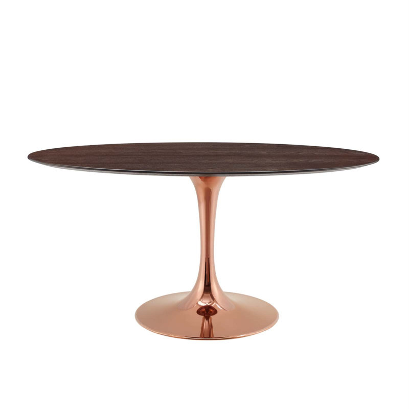 Lippa Dining Table by Modway, Rose Gold, Cherry Walnut, 78"L x 47"W