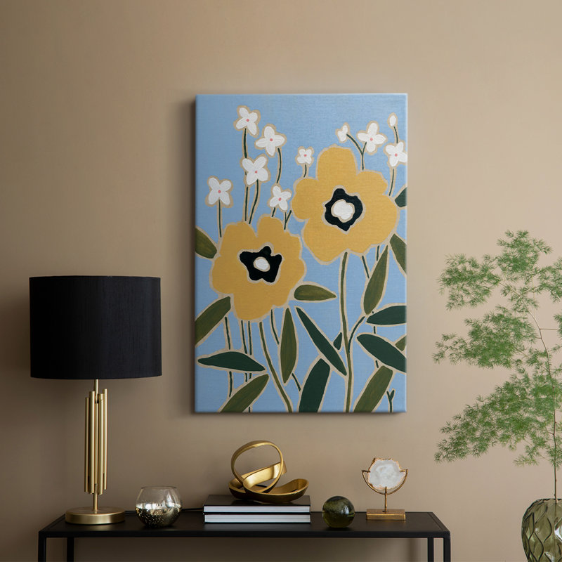 Woodblock Floral II -Custom Wrapped Gallery Cavas