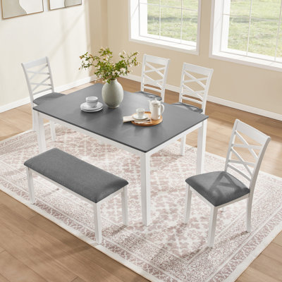 Ensemble de table de salle à manger 6 pièces avec un banc et 4 chaises pour la salle à manger et la cuisine