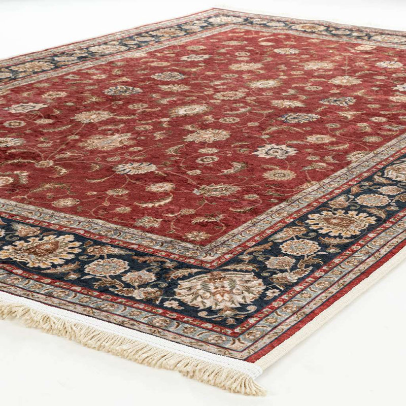 Alfa Rich Collynns Ultra-Thin Oriental Red Blue Washable Non-Slip Area Rugs for Living Room Bedroom, Rectangle 4'11'' x 7'6''