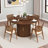 55" Round Dining Table (Walnut) Seats 6 - Wooden Dining Table With Double Storage Shelves, Rotating Tray, And Wavy Sliding Door - Suitable For Dining/Living Rooms-2089943571