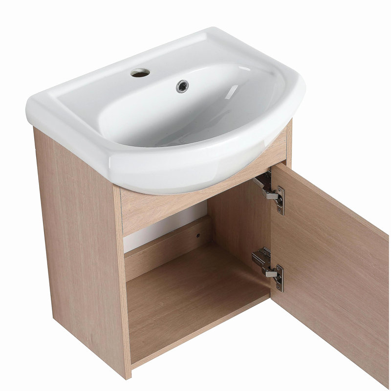 Petite commode de salle de bain de 18 pouces avec lavabo en céramique, conception murale