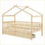 Lit plateforme simple en bois de pin massif avec 2 tiroirs pour la chambre à coucher-505376913