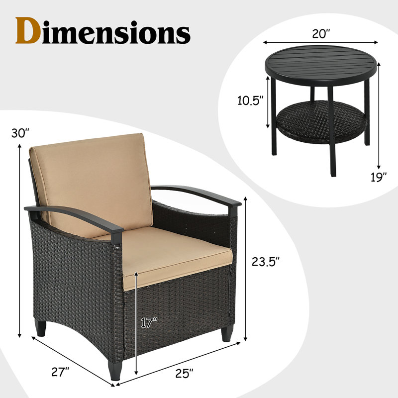 Bringger 2 - Person Patio Conversation Set with Cushions