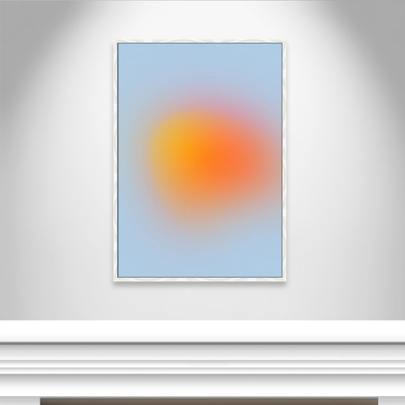 " Neon Orange Glow " by My Mind, White Slim Unmatted Picture Framed, 41.5" H x 29.5" W x 1.25" D  