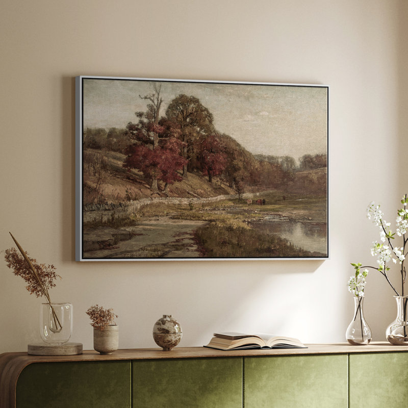 Paysage rétro - DCXLVII, Toile encadrée flottée blanche, H 27 po x l 41 po x P 2 po