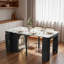 Îlot de cuisine avec plateau de table extensible, prise de courant, espace de rangement latéral et bande lumineuse à DEL intégrée-1433586516
