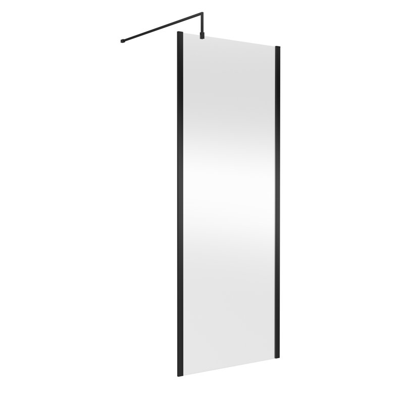 1100Mm Outer Framed Wetroom Screen With Support Bar, 195cm H x 80cm W x 1.4cm L