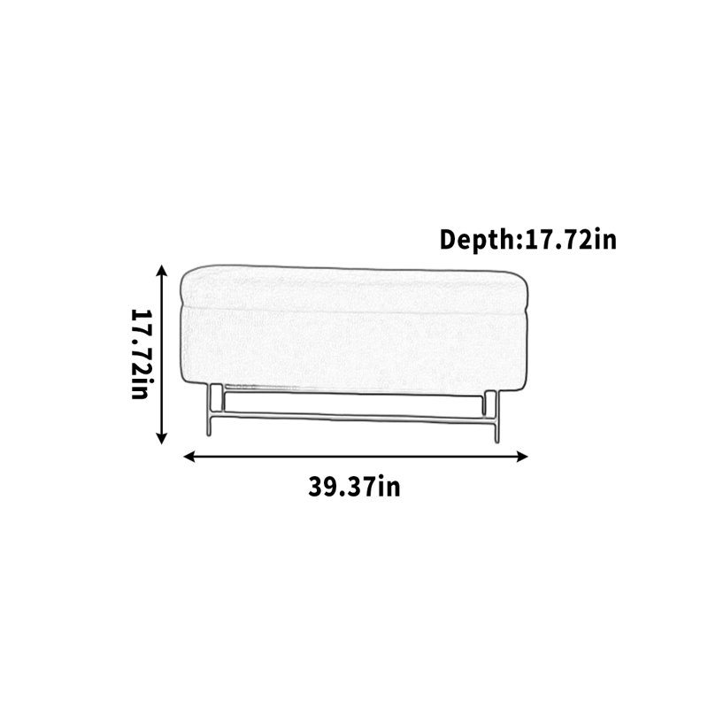 Banc de rangement pour magasin de vêtements, H 17,72 po x l 39,37 po x P 17,72 po