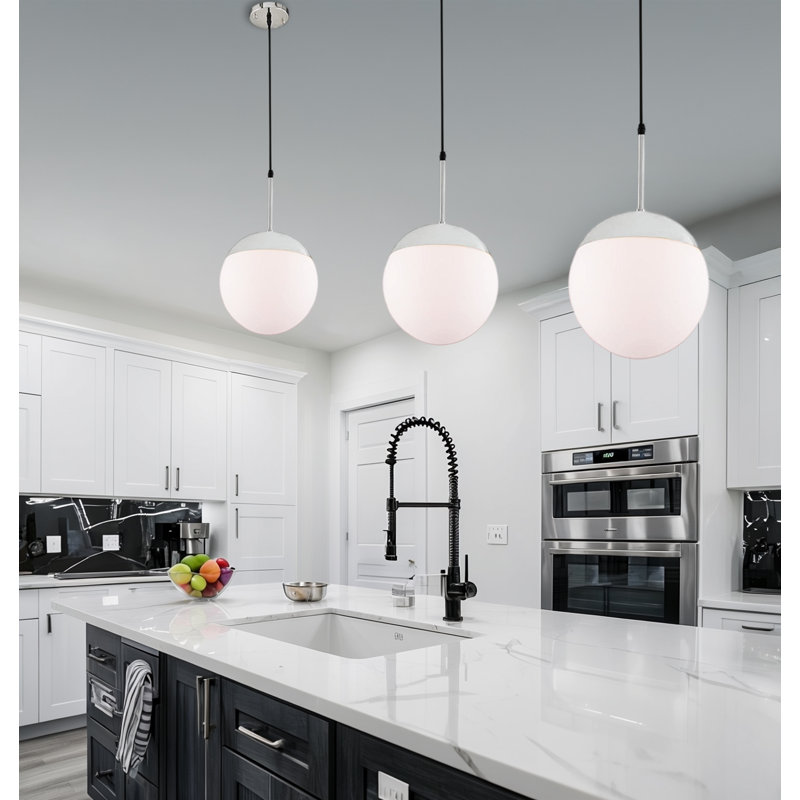 Luminaire suspendu en forme de globe à 1 lumière Guerrera, Nickel
