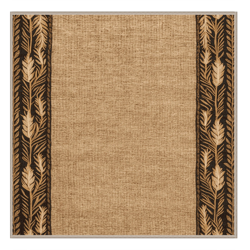 Washable Wheat Stalk Frame Farm Area Rug, Square 4'