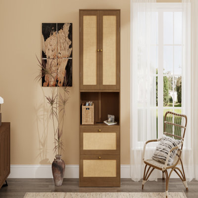2 Doors Bookshelf with USB Port and 3 Drawers Side Cabinet Storage Shelves by Latitude Run